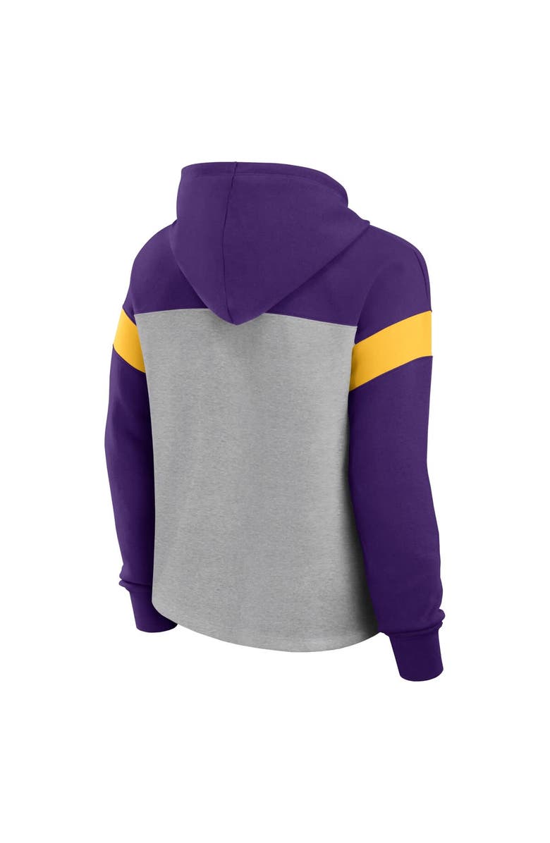 FANATICS Women's Fanatics Heather Gray/Purple Minnesota Vikings Bold Play Call Pullover Hoodie, Alternate, color, Heather Gray
