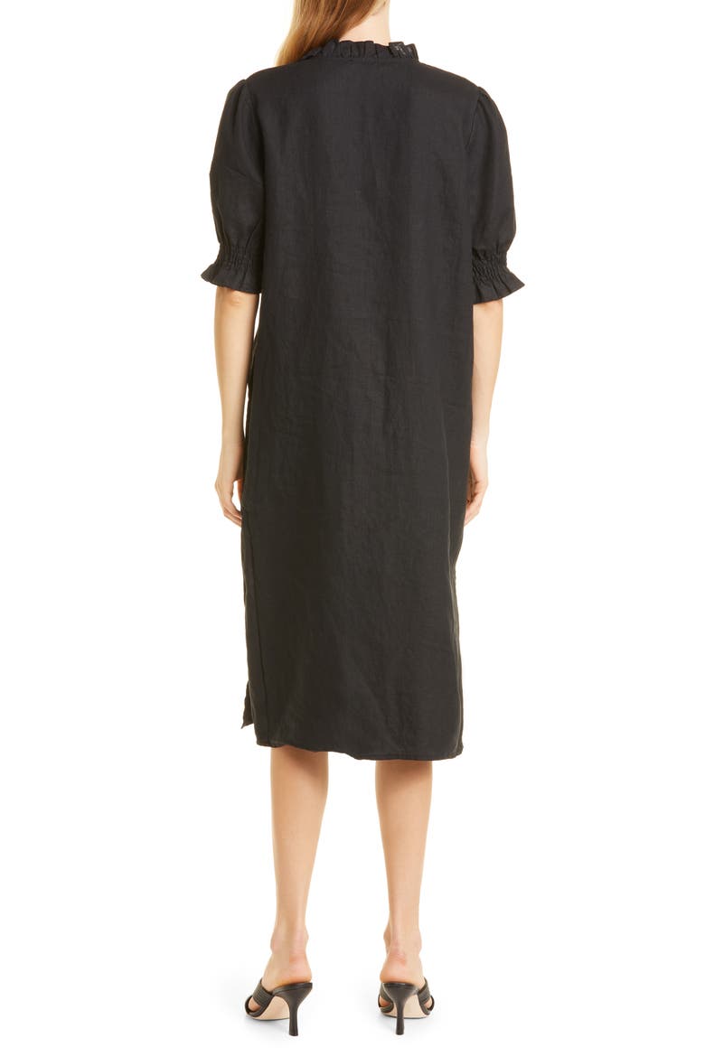 Nydela Linen Shift Dress, Alternate, color, BLACK
