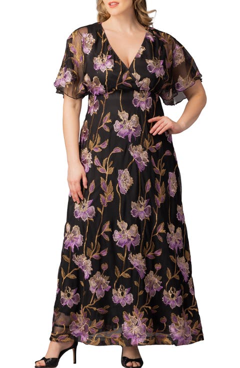 Embroidered Elegance Floral Gown (Plus Size)