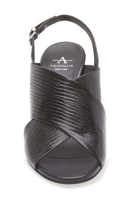 Aquatalia Catarina Embossed Leather Slingback Sandal In Black