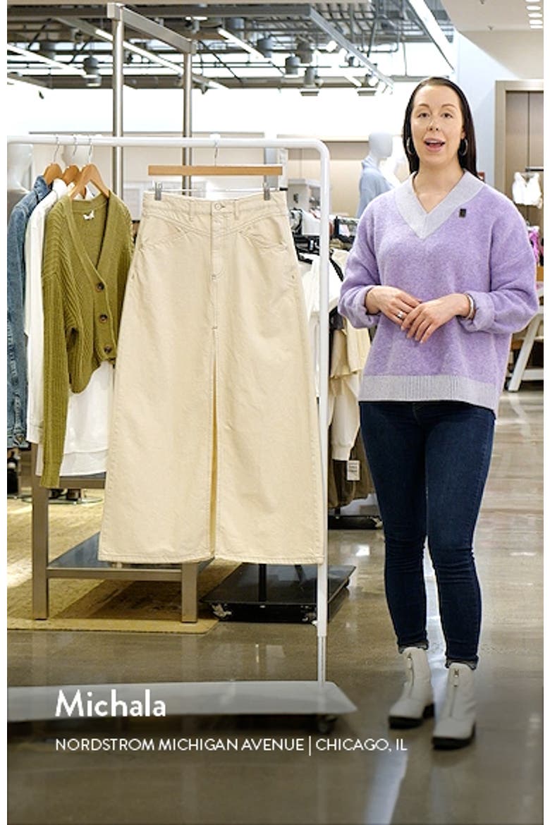 Come as You Are Frayed Hem Denim Maxi Skirt video