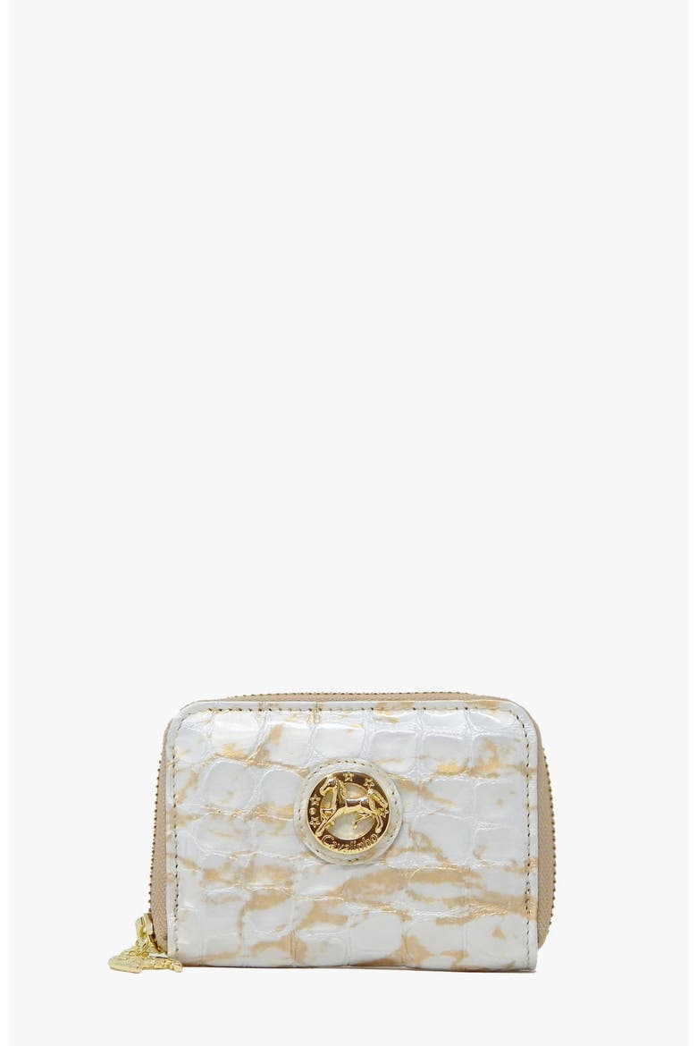 Gallop Patent Leather Card Holder 274, Main, color, Beige / White