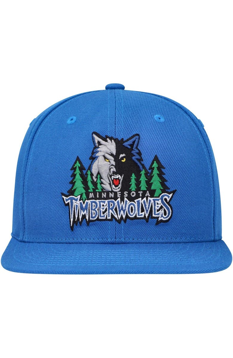 Mitchell & Ness Men's Mitchell & Ness Blue Minnesota Timberwolves Hardwood Classics MVP Team Ground 2.0 Fitted Hat, Alternate, color, 