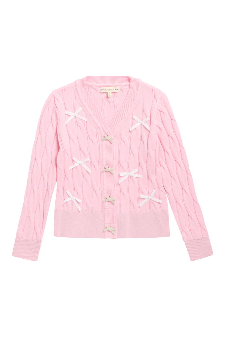 Kids' Tack On Bow Cardigan, Main, color, NATURAL PINK