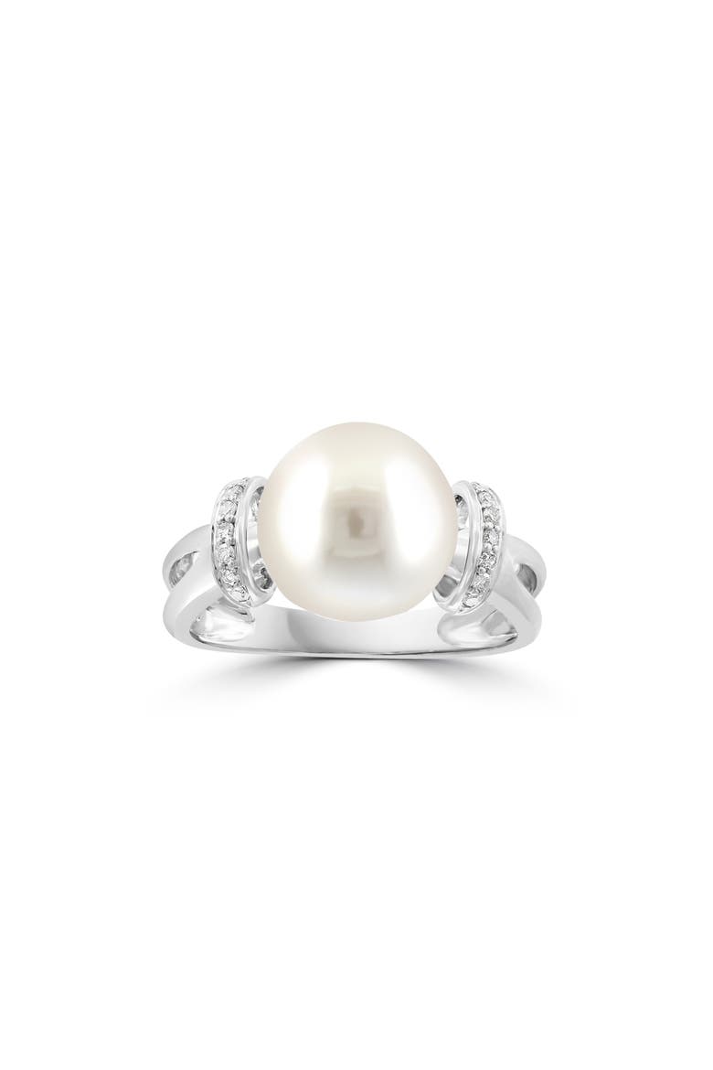 Diamond & Cultured Pearl Ring, Alternate, color, WHITE