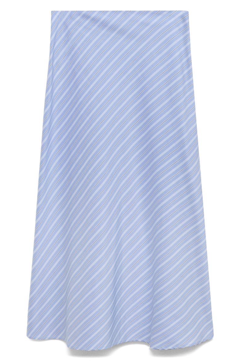 Pinstripe Stretch Cotton Blend Midi Skirt, Alternate, color, BLUE