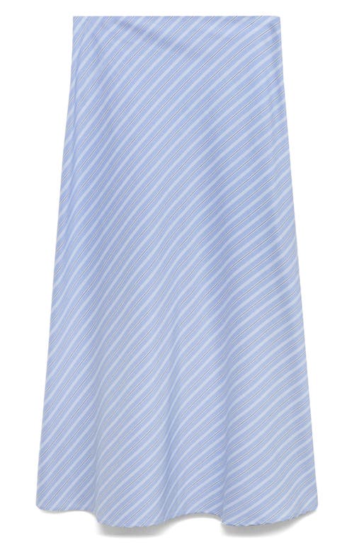 Mango Pinstripe Stretch Cotton Blend Midi Skirt In Blue
