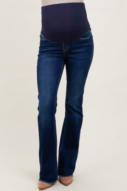 Pinkblush Raw Hem Bootcut Maternity Jeans In Blue