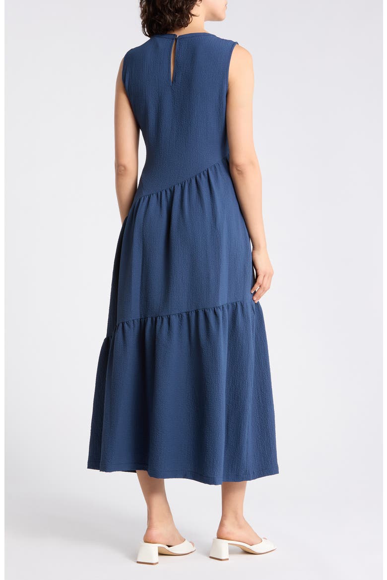 Sleeveless Crinkled Gauze Tiered Maxi Dress, Alternate, color, INDIGO