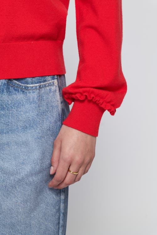 Elle Collection Fine Gauge Leight Weight Cardigan Sweater In Red