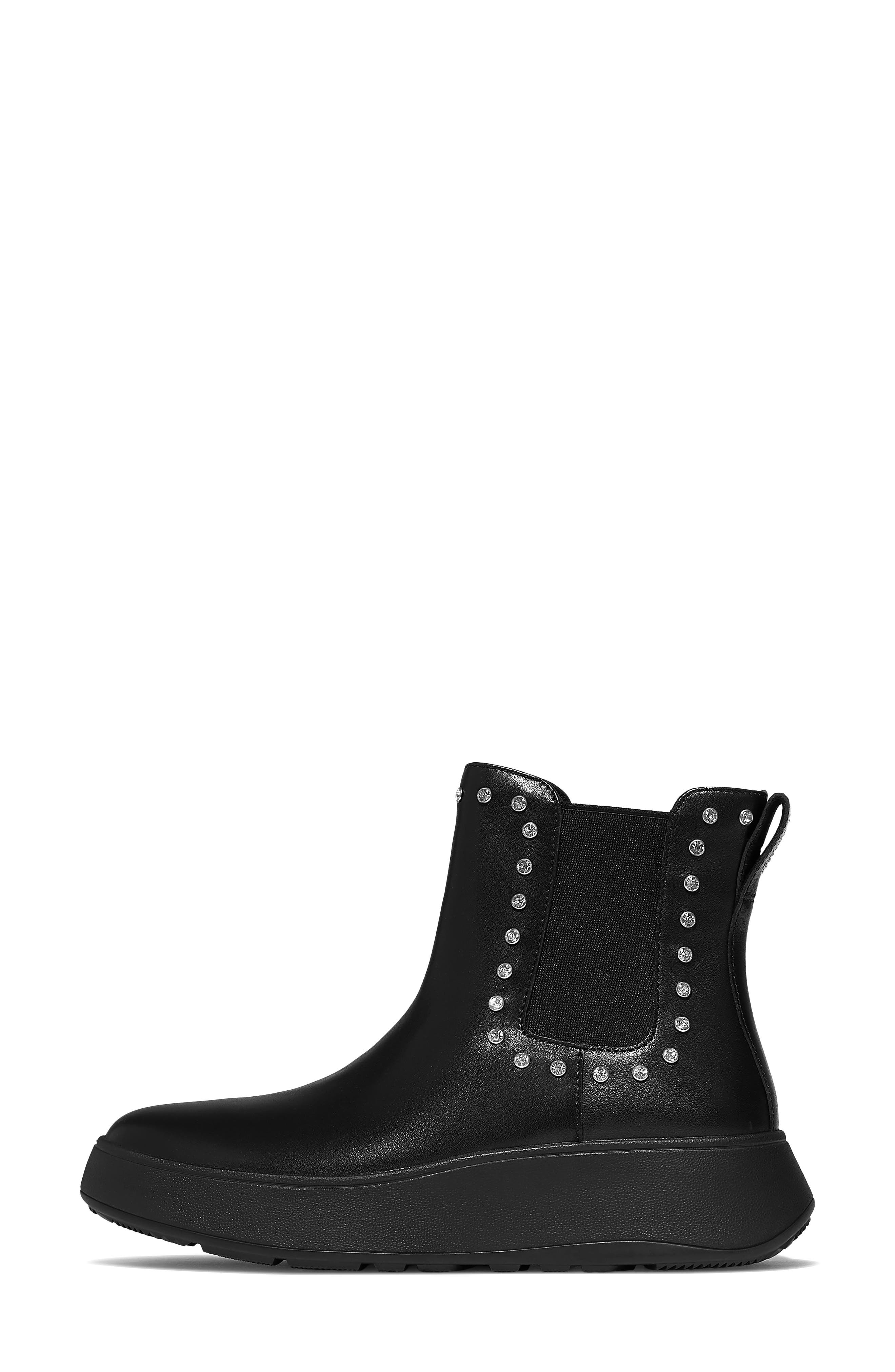 F-Mode Leather Chelsea Boot, Alternate, color, ALL BLACK