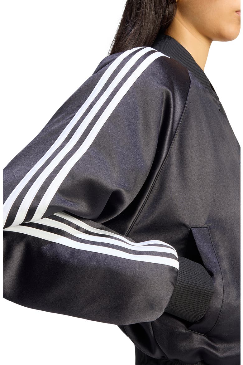 SST Satin Bomber Jacket, Alternate, color, BLACK/ WHITE/ GREY THREE/