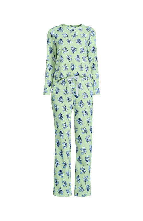 Lands' End Petite Knit 2 Piece Pajama Set In Green