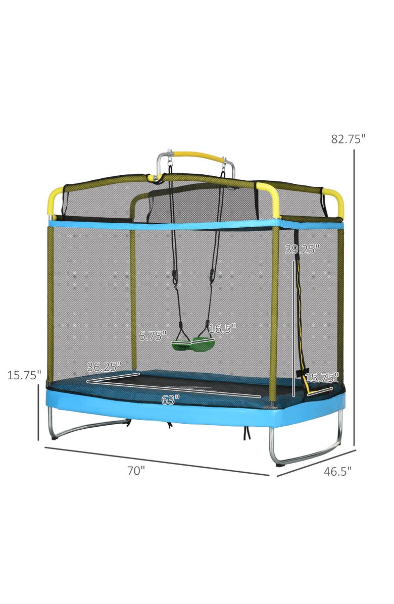 Qaba 3-in-1 Kids Trampoline, Enclosure, Swing, Gymnastics Bar, Alternate, color, 