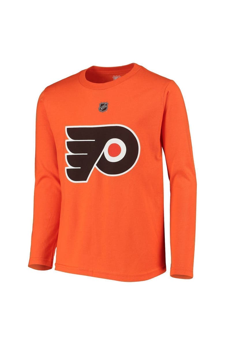 Outerstuff Youth Carter Hart Orange Philadelphia Flyers Authentic Stack Long Sleeve Name & Number T-Shirt, Alternate, color,