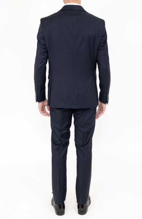 Pino By Pinoporte Solid Stretch Wool Suit In Navy
