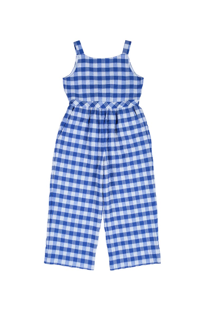 Plaid Seersucker Jumpsuit, Main, color, Blue / White