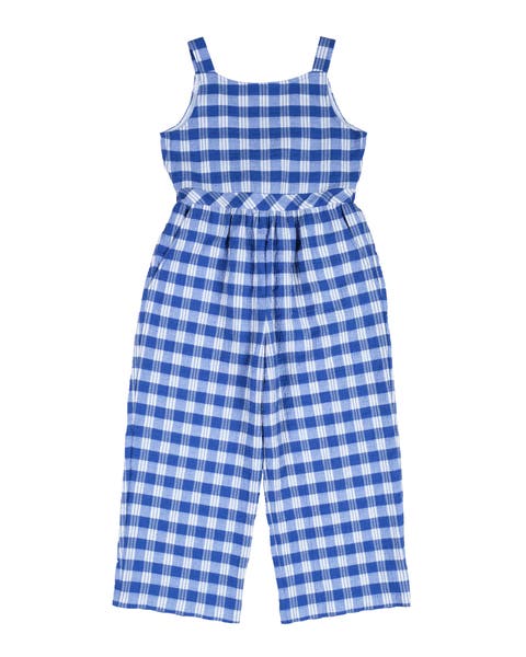 Plaid Seersucker Jumpsuit (Big Kid)