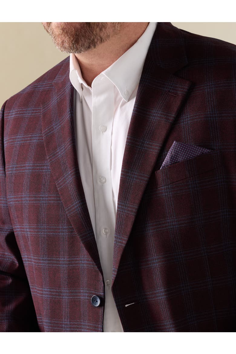 Big & Tall Large Plaid Jacket-Relaxer Sport Coat, Alternate, color, BURGUNDY