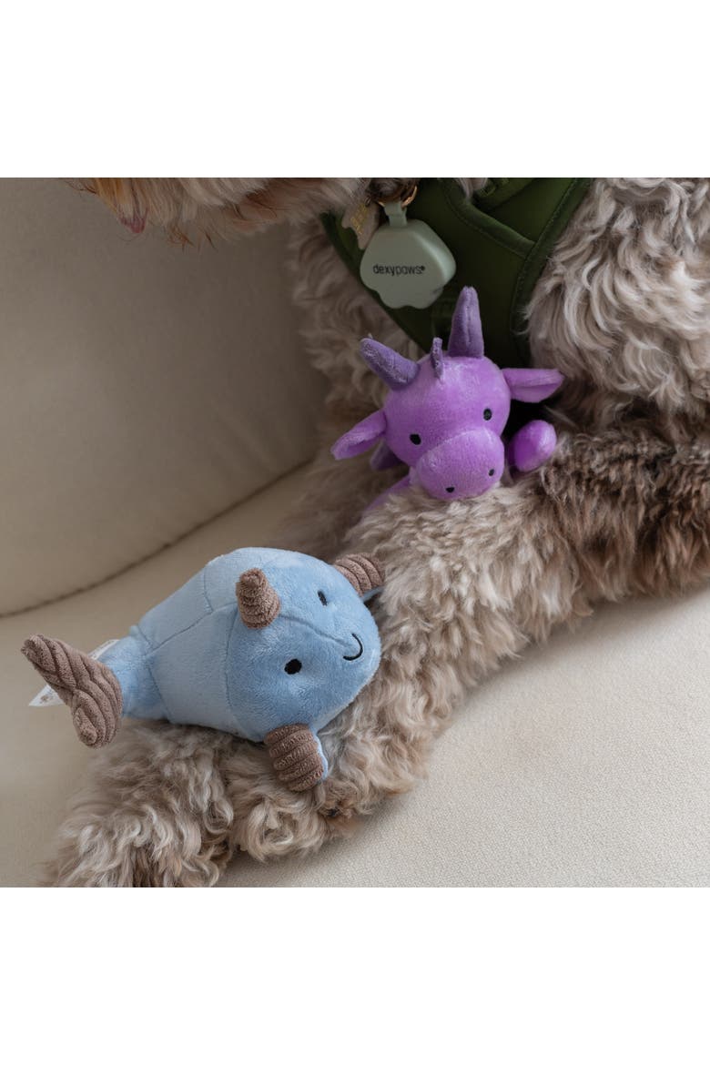 Dragon Squeak & Crinkle Plush Dog Toy, Alternate, color, Purple