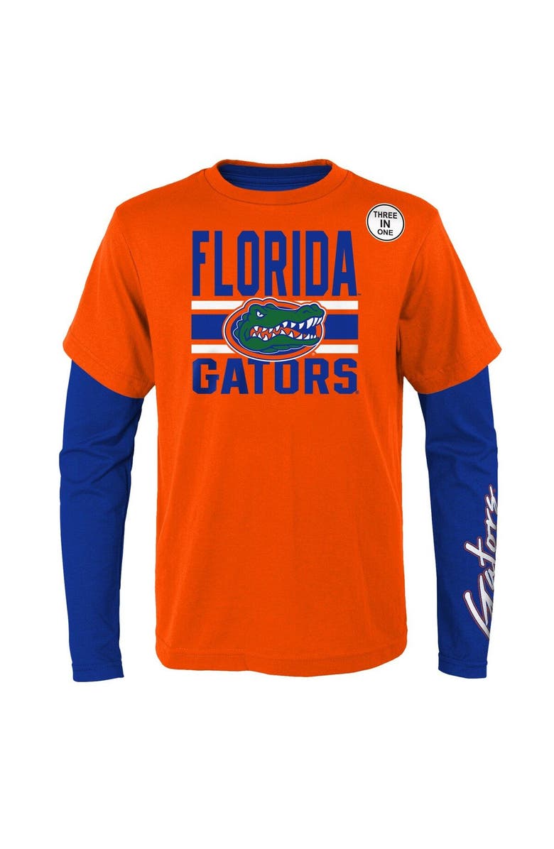 Outerstuff Preschool Royal/Orange Florida Gators Fan Wave Short & Long Sleeve T-Shirt Combo Pack, Alternate, color, 