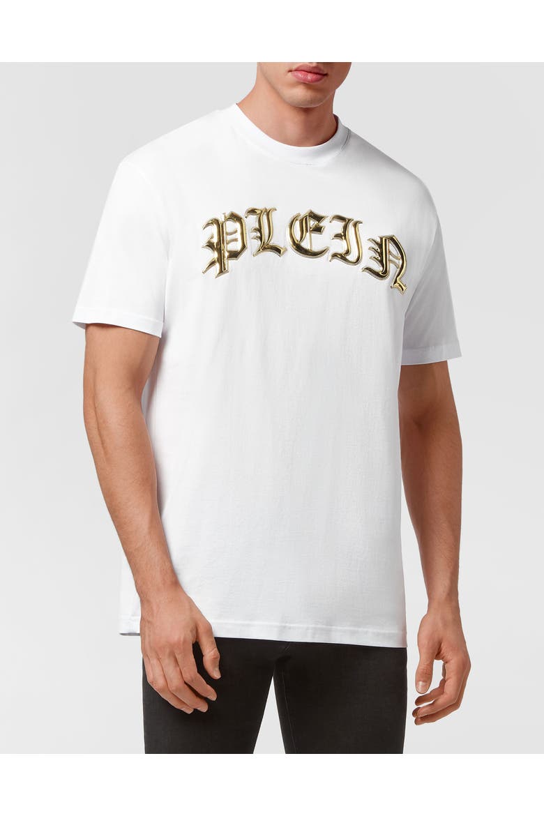 T-Shirt Round Neck Ss Gothic Plein Men, Main, color, white/gold
