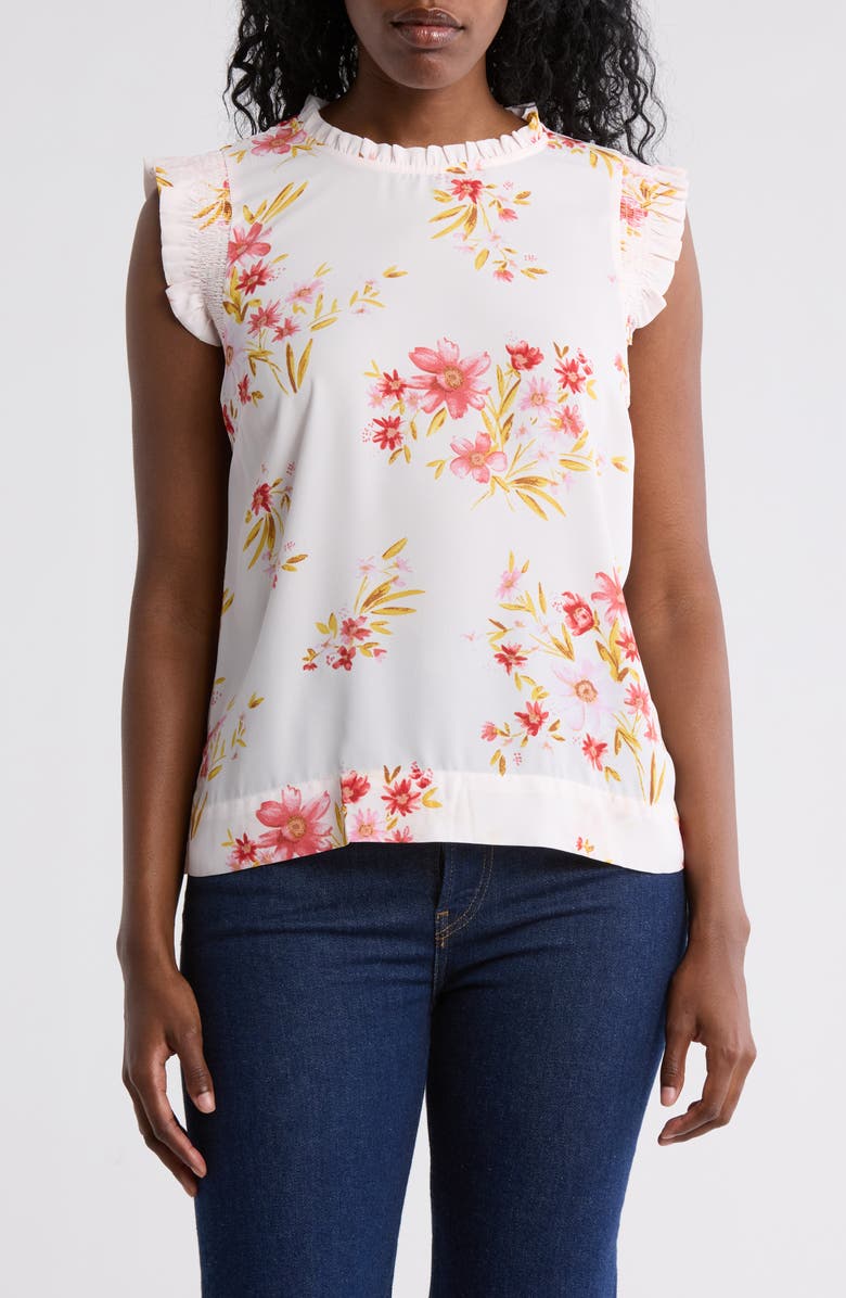 DR2 by Daniel Rainn Smocked Sleeveless Top, Main, color, 