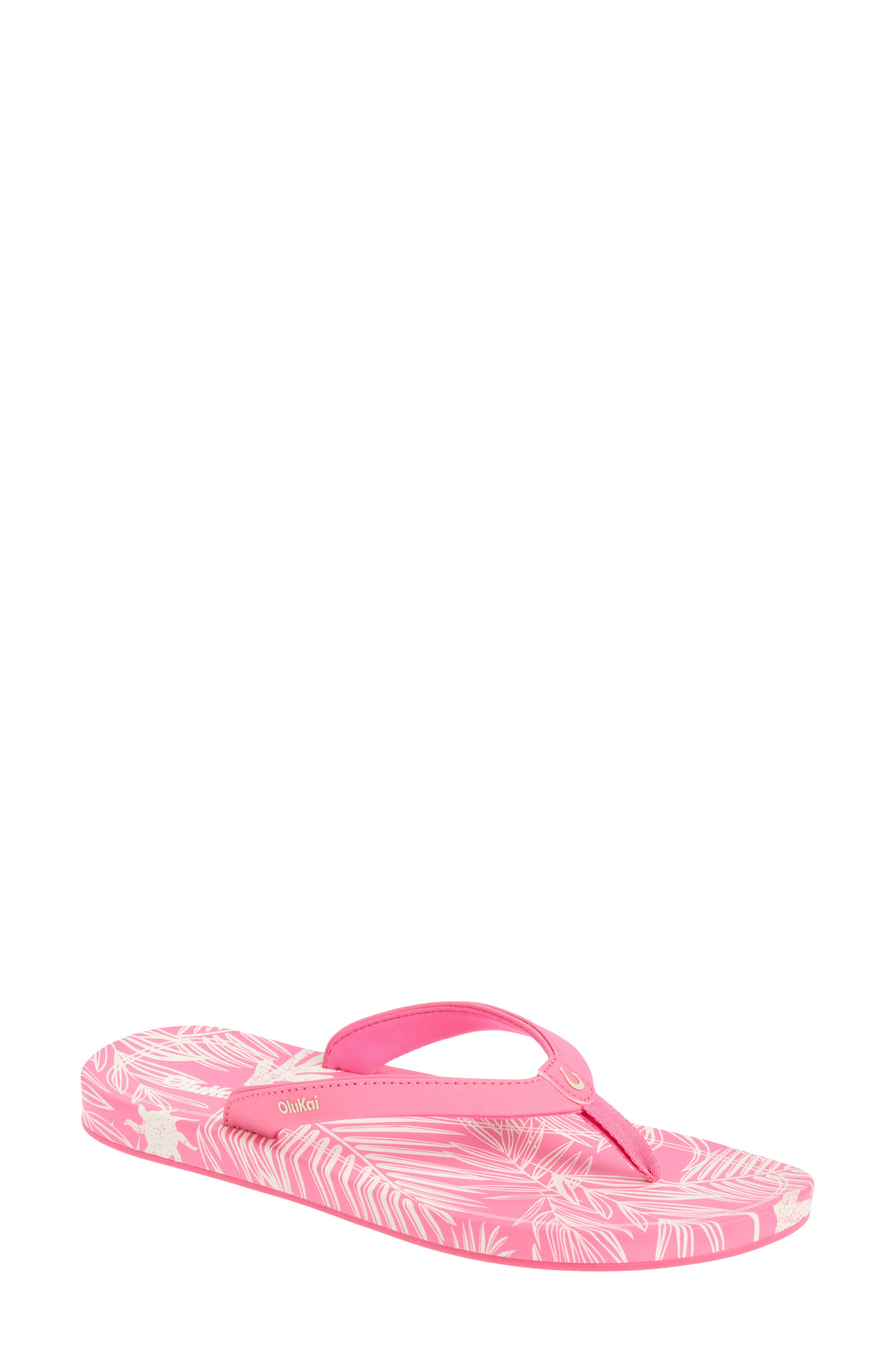 Uiki Water Resistant Flip Flop, Main, color, PUNCH PINK/PALM