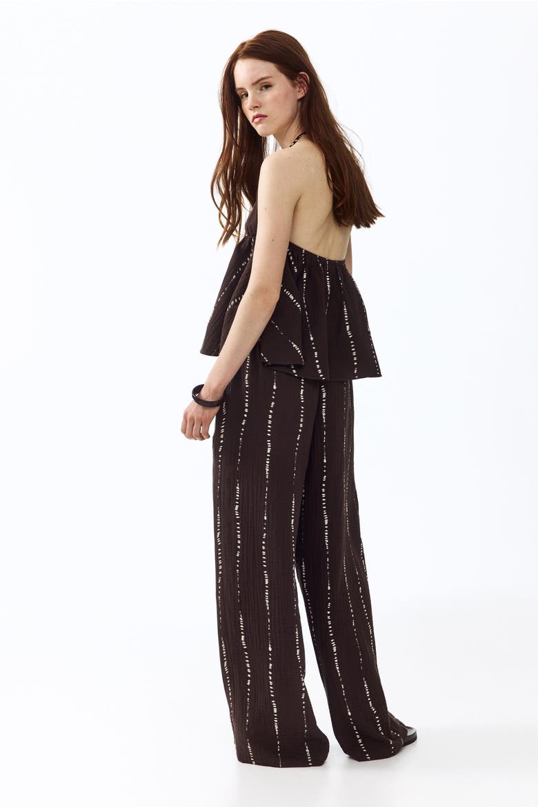 Straight-leg Muslin Pants, Alternate, color, Dark brown/striped