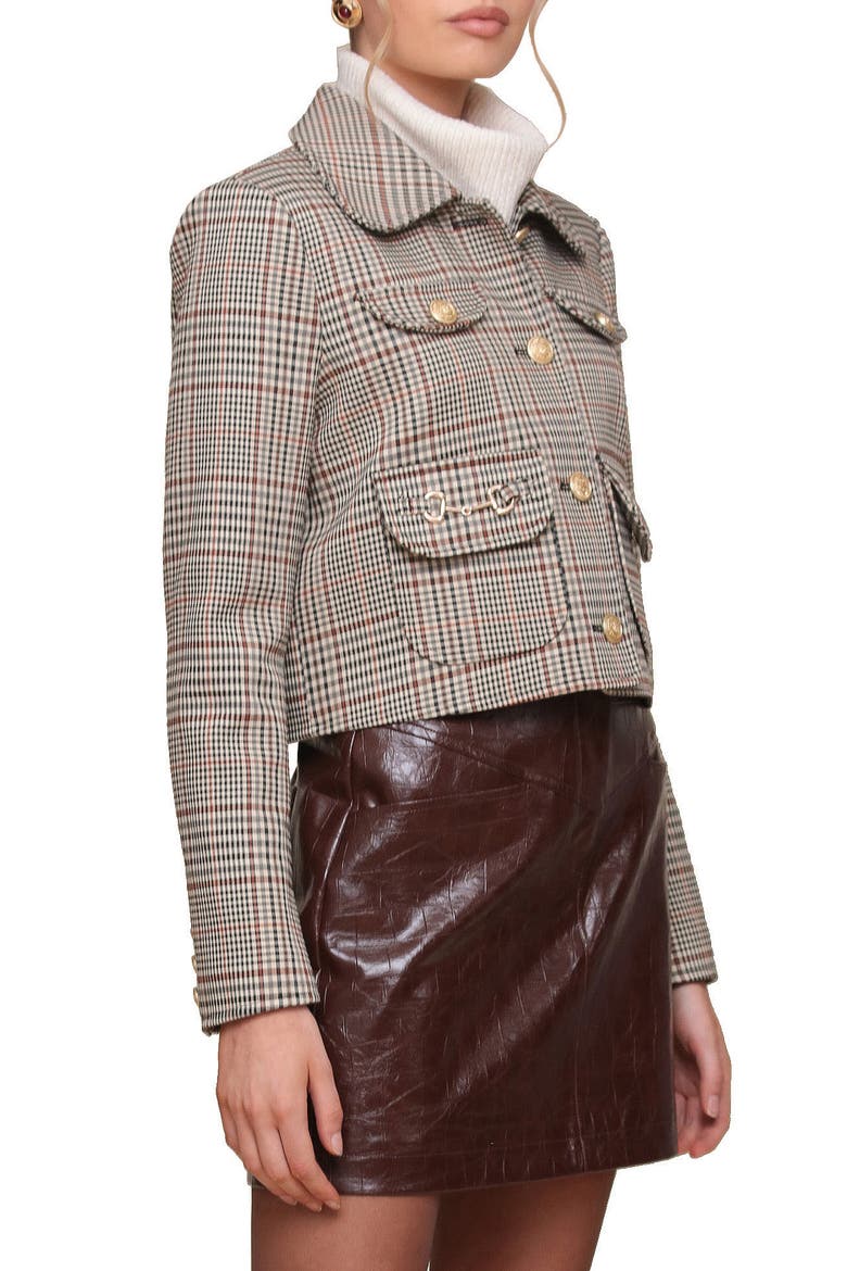 Check Plaid Crop Jacket, Alternate, color, ENGLISH TARTAN