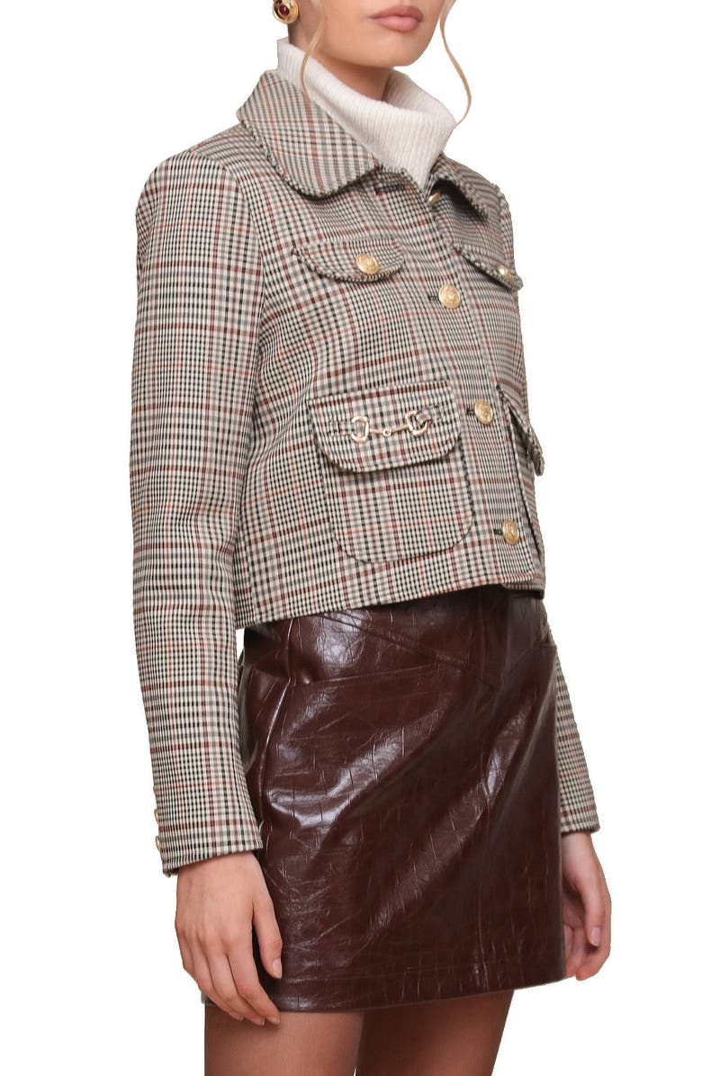 Avec Les Filles Check Plaid Crop Jacket, Alternate, color, 