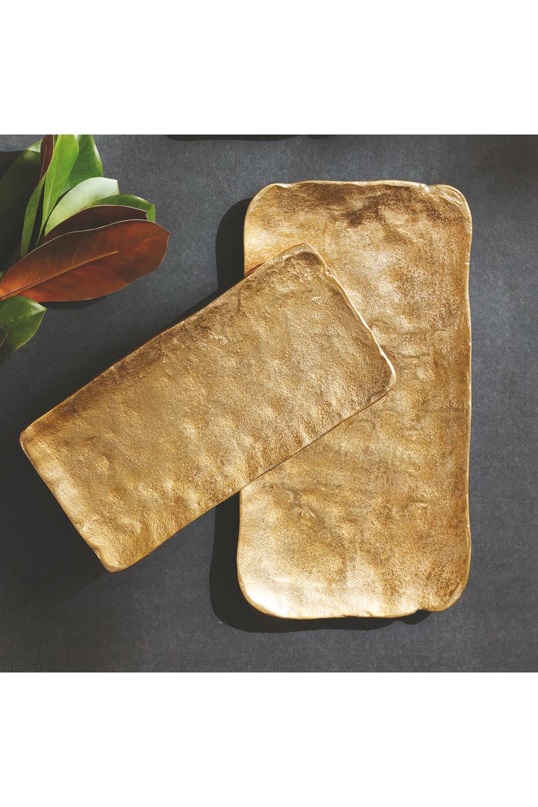 Imani Decorative Rectangular Trays Set of 2, Alternate, color, Gold