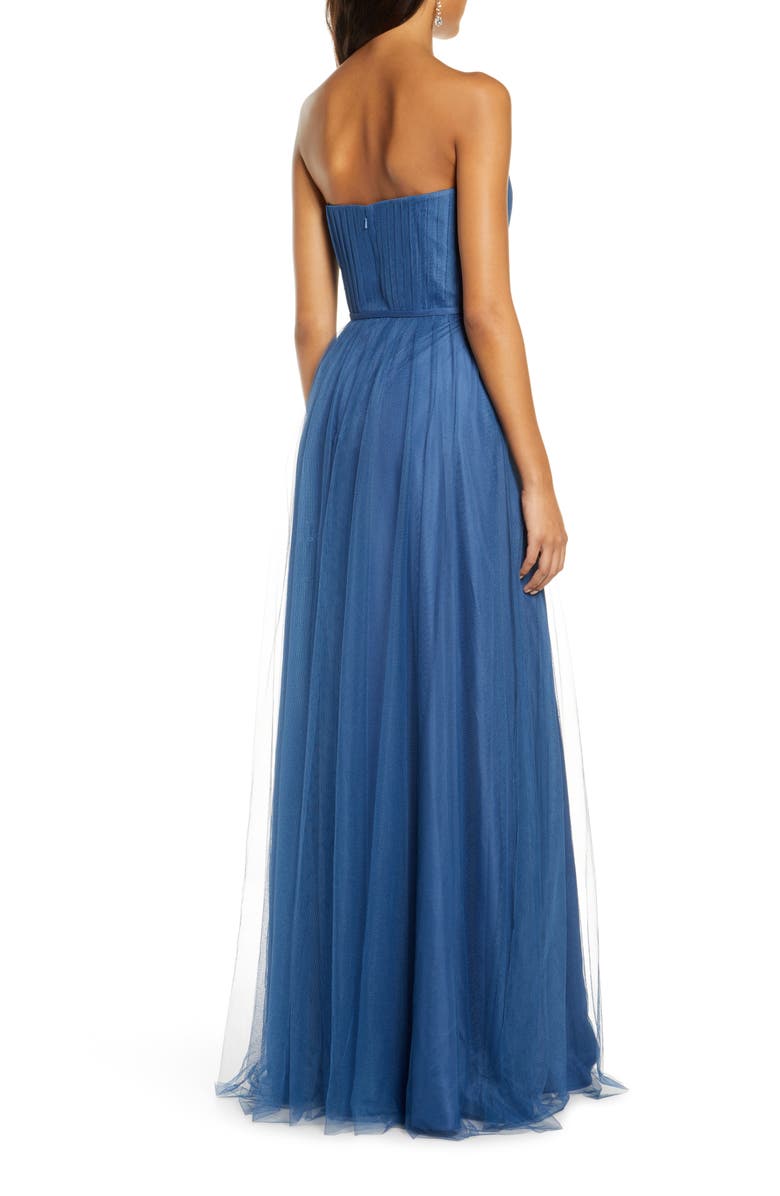 Marchesa Notte Strapless Tulle A-Line Gown, Alternate, color,