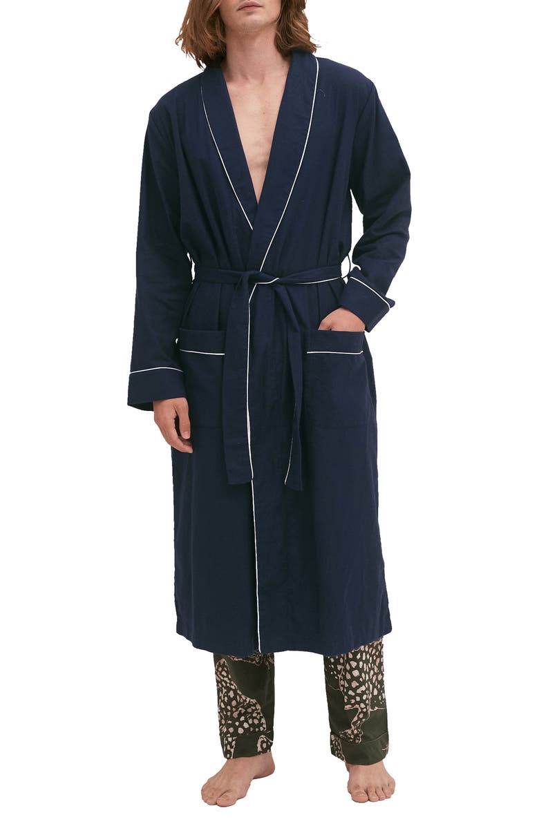 Desmond & Dempsey Brushed Cotton Robe, Main, color, 