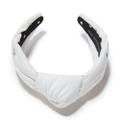 Lele Sadoughi Miami Dolphins Embroidered Knotted Headband In White