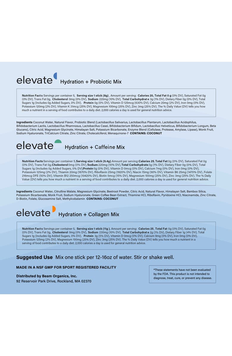 BEAM Elevate Hydration + Probiotic Powder Mix, Alternate, color,