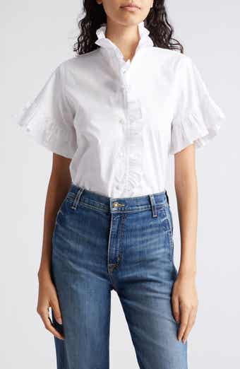 MILLE Vanessa Ruffle Detail Cotton Blouse