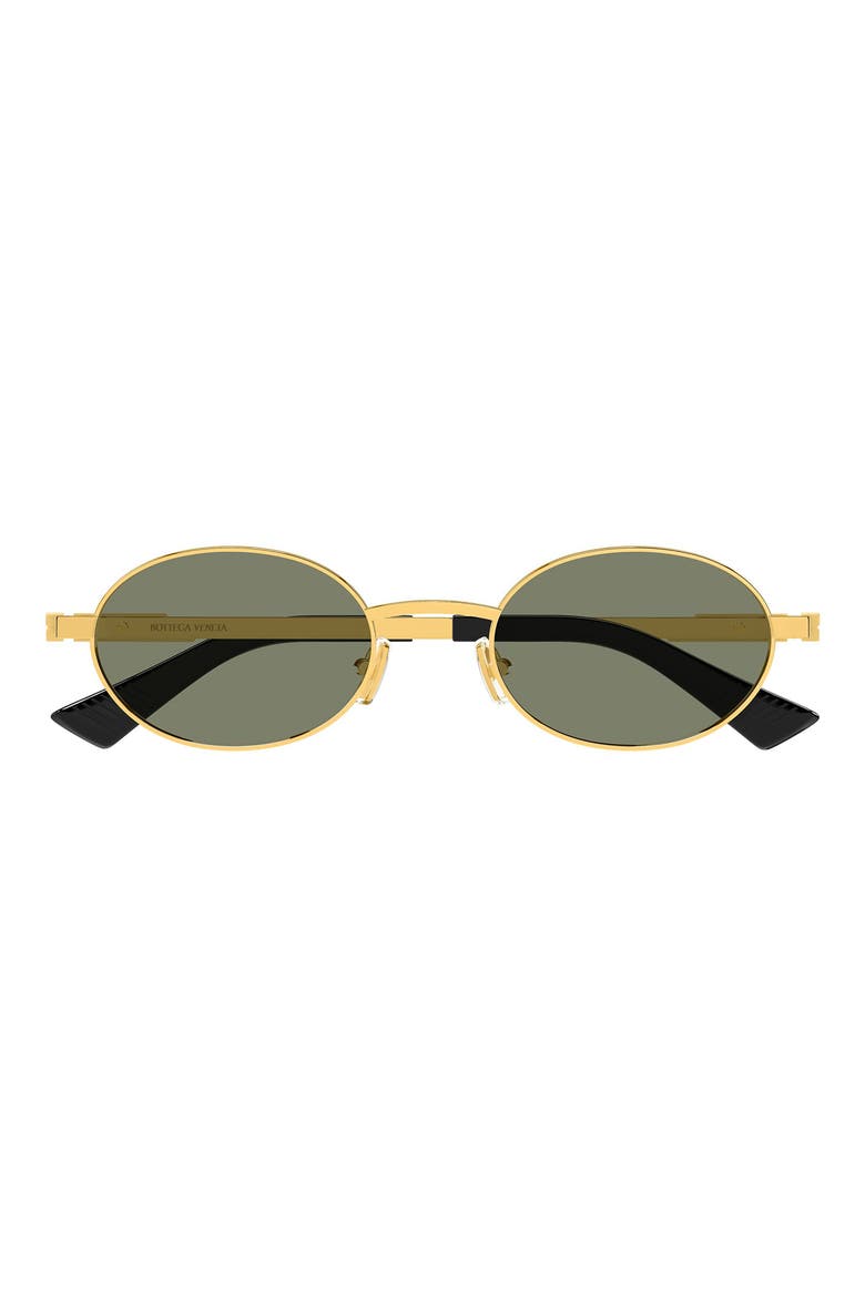 52mm Oval Sunglasses, Main, color, GOLD/ GREEN LENS