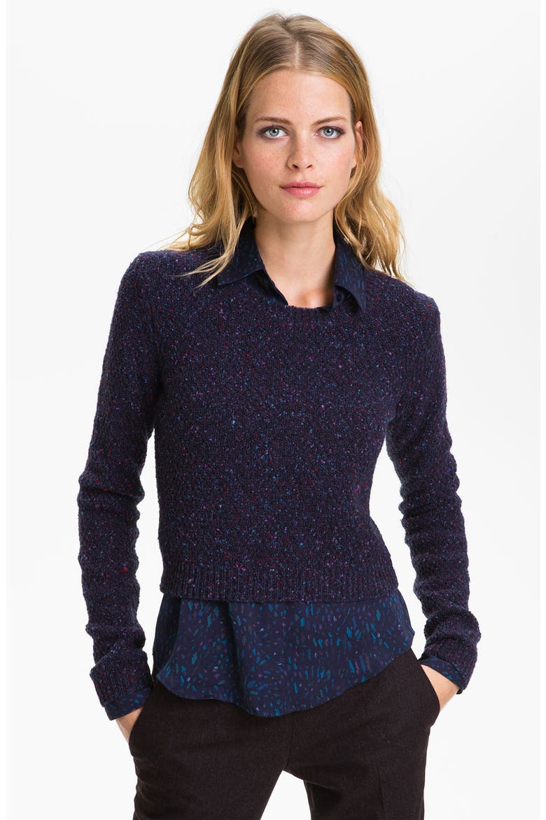 'Mavis' Crop Sweater, Main, color, PURPLE FLECK