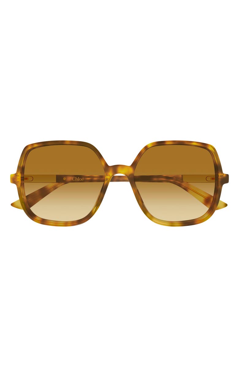 Chloé 55mm Gradient Geometric Sunglasses, Main, color, Havana