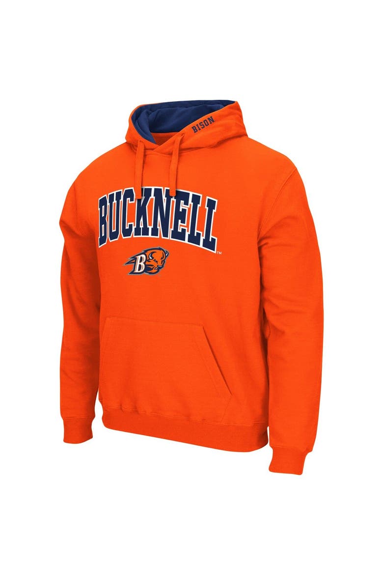Men's Colosseum Orange Bucknell Bison Arch and Logo Pullover Hoodie, Alternate, color, Orange