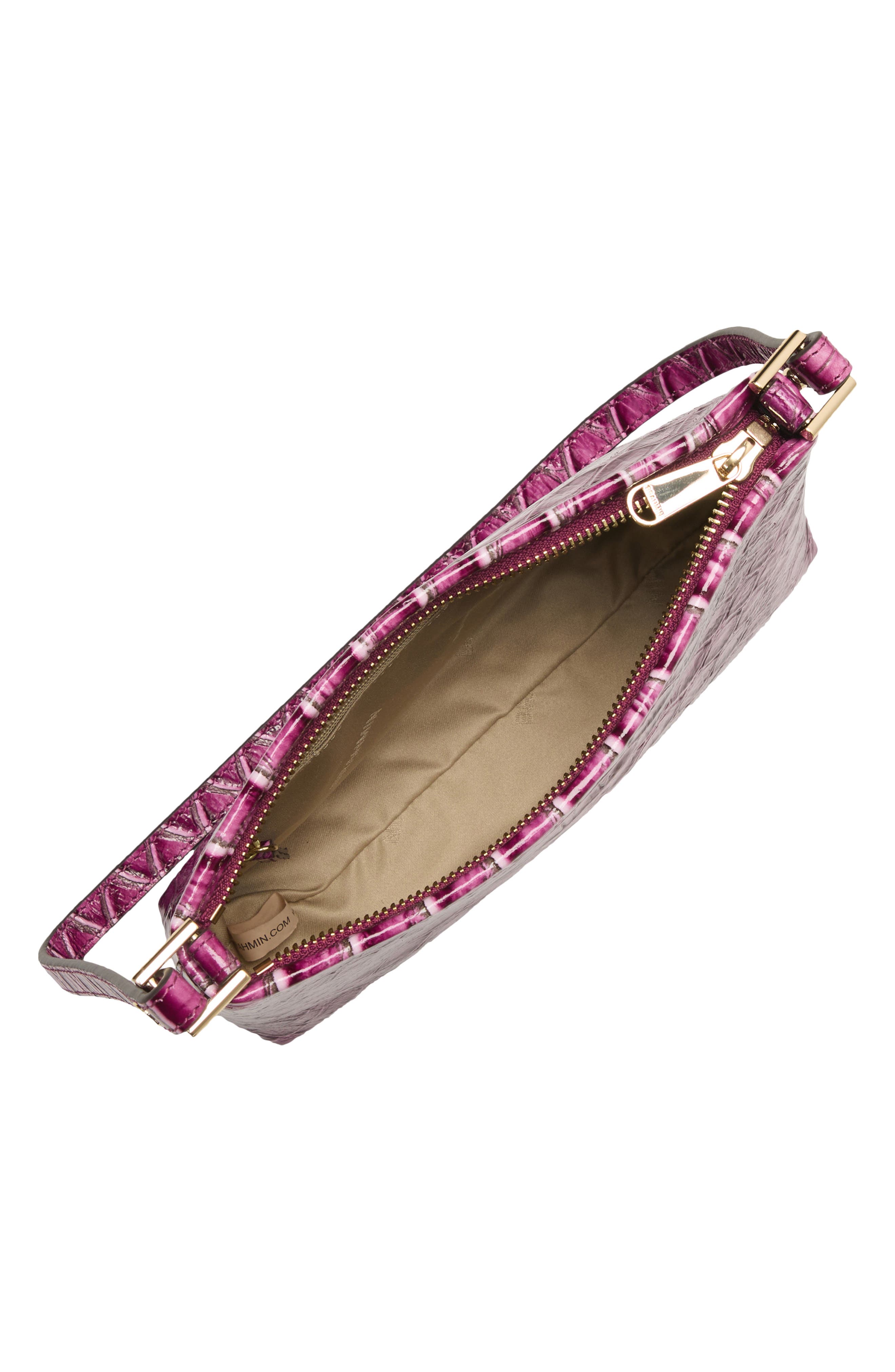 Lorelei Croc Embossed Leather Shoulder Bag, Alternate, color, ISLAND PETAL