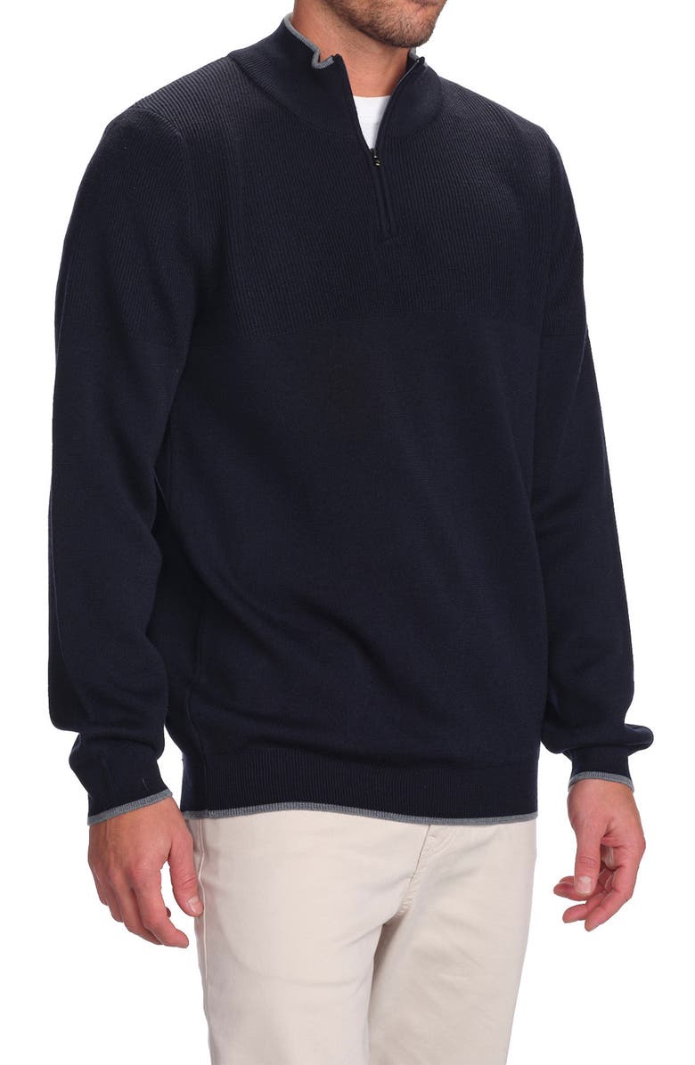 STUDIO GARNET LOS ANGELES Quarter Zip Merino Wool Knit Pullover, Alternate, color, Navy