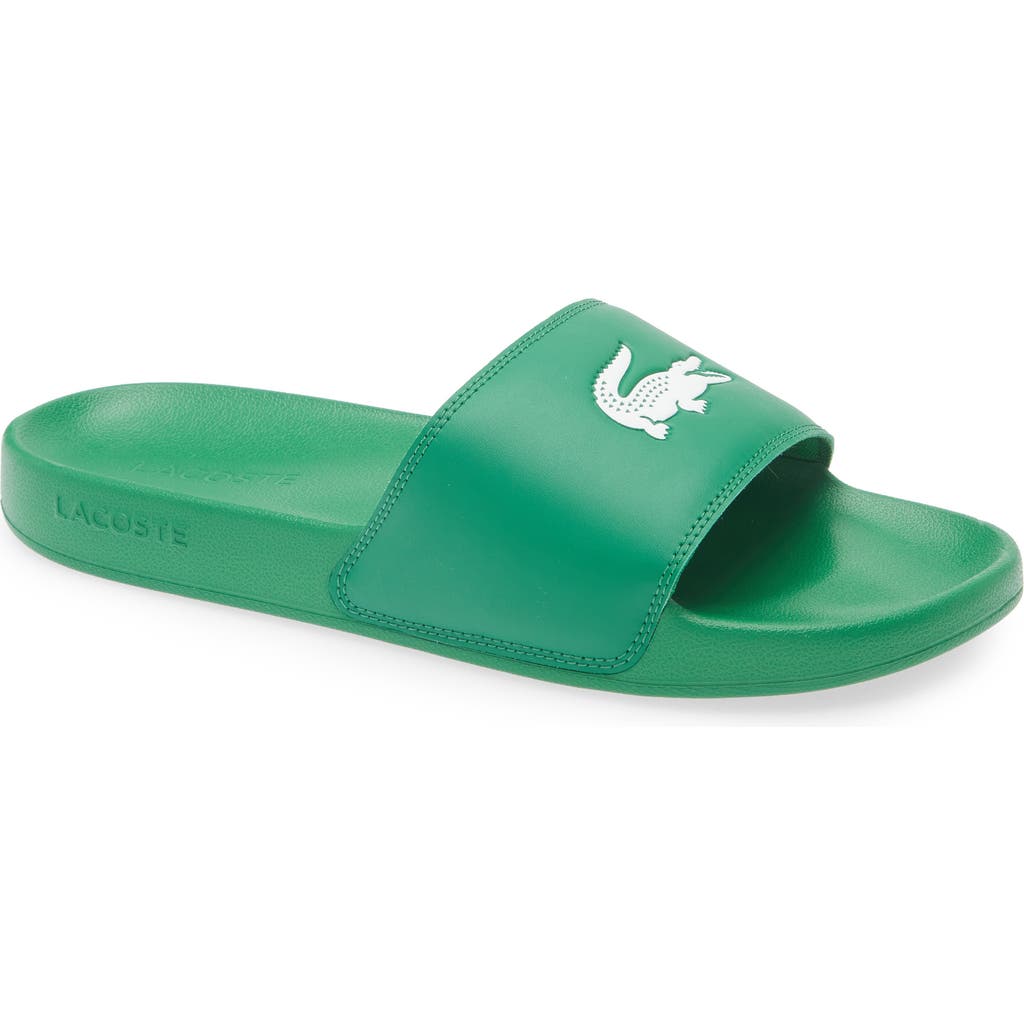Lacoste Serve Slide Sandal In Green/white