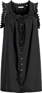 DÔEN Nessie Eyelet Organic Cotton Shift Minidress