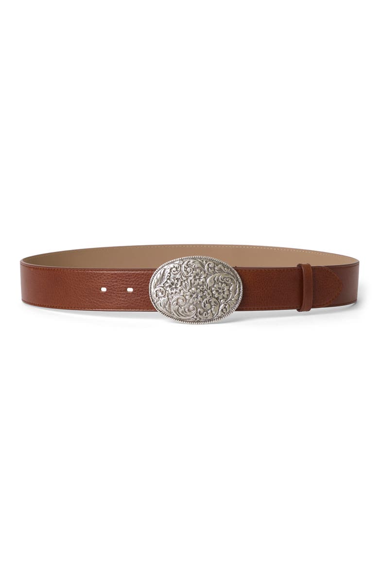 Carter Colt Leather Belt, Main, color, COGNAC SILVER