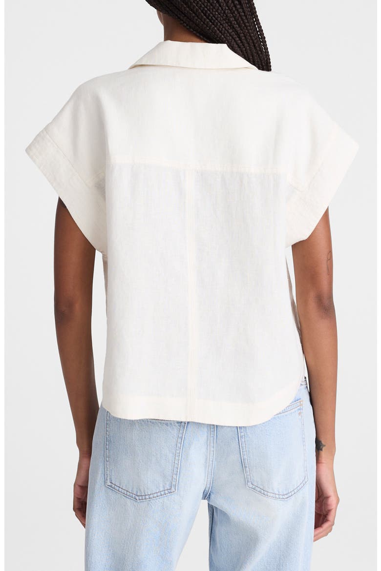 Notch Collar Linen Popover Shirt, Alternate, color, IVORY LINEN