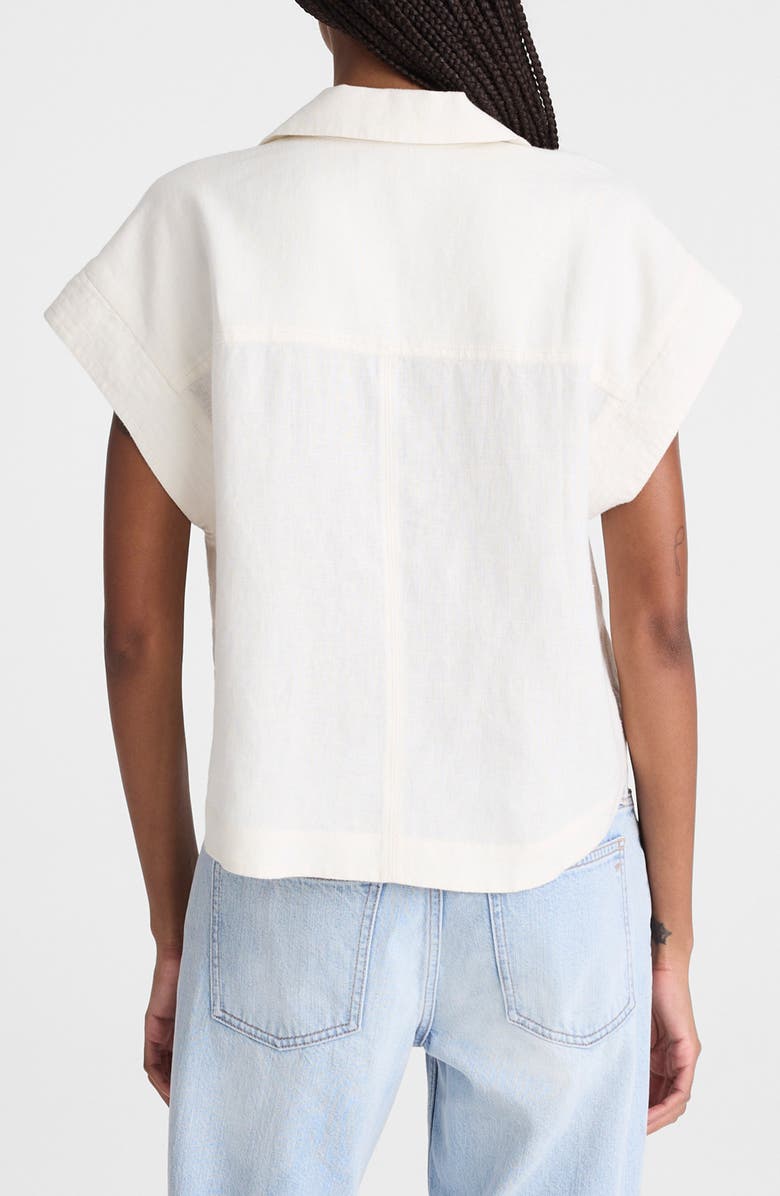 Madewell Notch Collar Linen Popover Shirt, Alternate, color, Ivory Linen