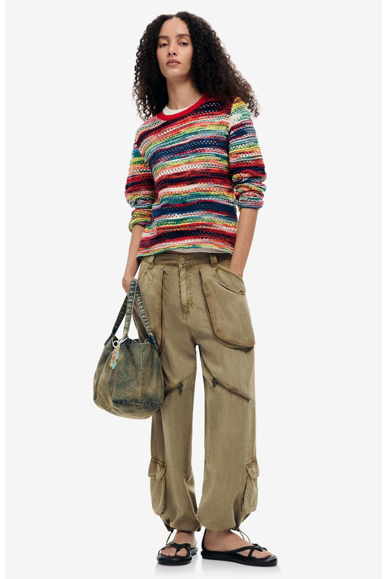Multicolor Stripe Sweater, Alternate, color, PINK