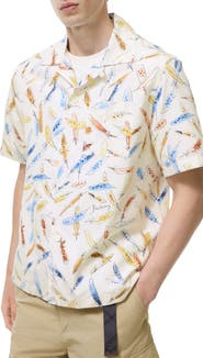 Burberry Relaxed Fit Feather Print Cotton Shirt